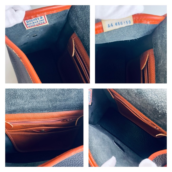 VINTAGE MIDNIGHT BLUE  SADDLE TAN PIPING DOONEY ESSEX SHOULDER CROSSBODY BAG AWL - Picture 16 of 16